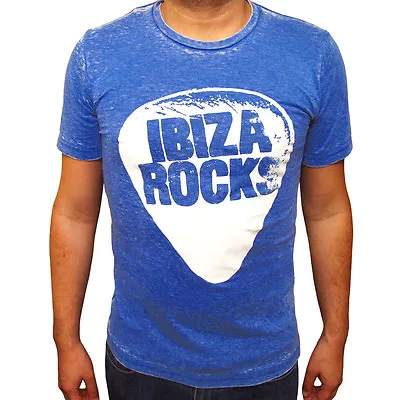 Ibiza Rocks Men's T-shirt Acid Wash Logo BLUE Marl Vintage Top Pool Party Style • $15.14