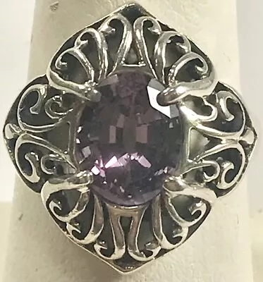 Kabana Vintage Sterling 925 Amethyst Oval Ring (c212) • $34.99