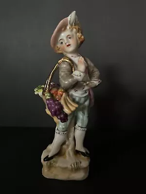 Antique UCAGCO Glazed Ceramic European Boy With Fruit Figurine Made In Japan • $5.99