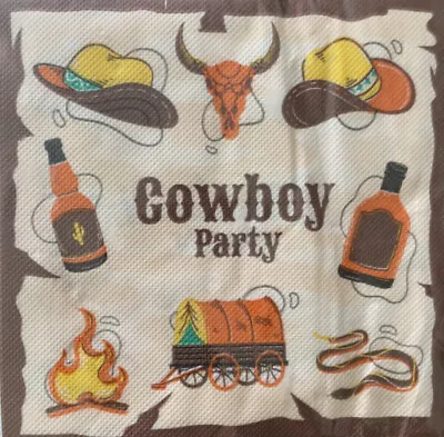 2 X Cowboy Party Single Paper Napkins Art Decoupage 18 • £1.99