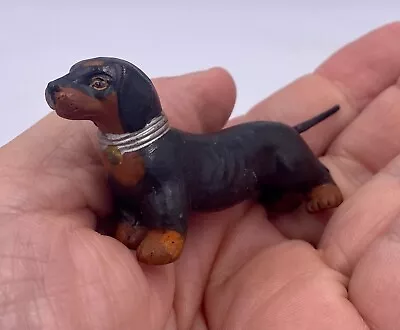 Vintage Terra Cotta Clay JAPAN Made Dachshund Figurine - 2.75  Long • $4.20