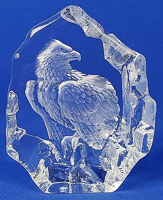 Mats Jonasson Signed Eagle Crystal Art Piece Sweden 5.5  Tall • $59.99