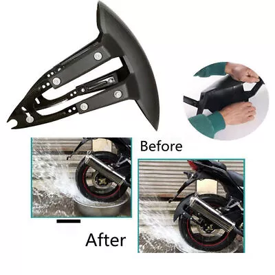 Black Rear Adjustable Fender Mudguard Motorcycle Rear Wheel Splash Guard Cover • $24.42