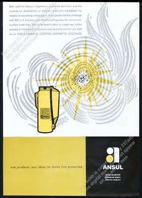1960 Ansul Met L X Fire Extinguisher Art Vintage Print Ad • $9.99