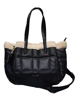 Calvin Klein Quilted Shearling 3 Compartment Millie Tote Handbag Black New! NWT • $69.99