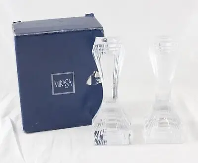 Mikasa Crystal Candle Stick Holders 7  New Open Box • $15.99