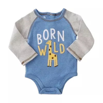 Nwt Mud Pie Baby Boys  Born Wild  Giraffe L/s Onesis Shirt Sz 6-9 Months • $12.99