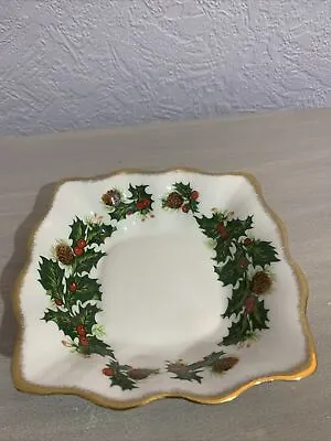 Rosina Queens Yuletide Holly Christmas Square Dish 13x13cm • £6