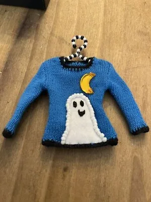 MICHAEL SIMON? Miniature Halloween Sweater Ornament Blue Ghost Moon NO BOX • $38.99