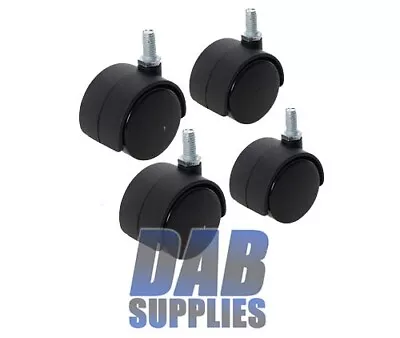 £6.29 • Buy 40mm Castor Wheels 4 Pack - Chair Wheel Replacement - Swivel Twin Castors Bolt