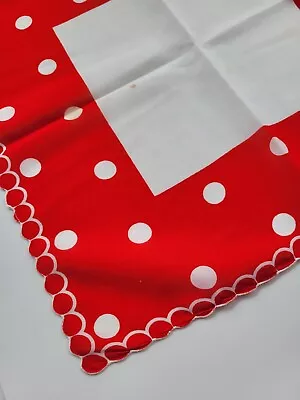 Vintage Ladies Hankie Red Polka Dot 17 Inch • $4