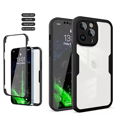 For IPhone 14/13 Slim Full Body Rugged Case TPU Bumper Built-in Screen Protector • £4.39