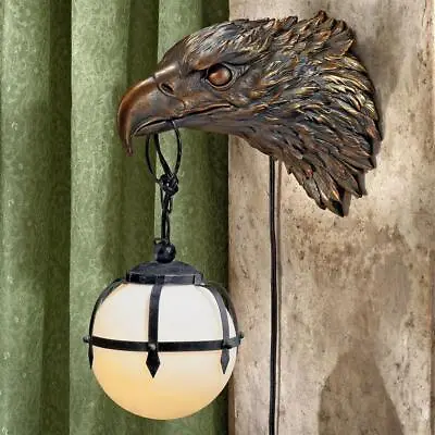 Strength Majesty Masterful Bald Eagle American Bird Frosted Glass Wall Sconce • $120.82