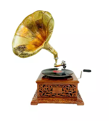 HMV Gramophone Player Original Wind Up Functional Working Gramophone Record Play • $521.63