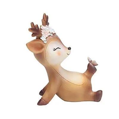 KEYUM Deer Cake Topper Decor 3.9  Cute Resin Fawn Doe Figurines Toys Woodland... • $20.56