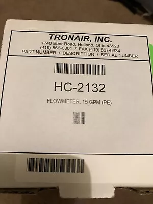 Tronair Flowmeter  15 Gpm  Hc-2132 • $350