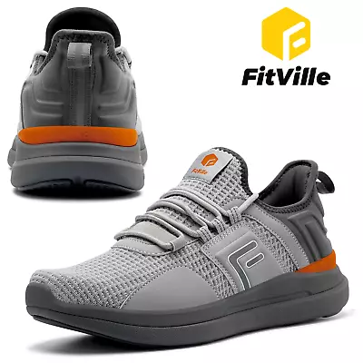 FitVille Men's Running Walking Shoes Extra Wide Athletic Trainers Sneakers Gray • $55.99