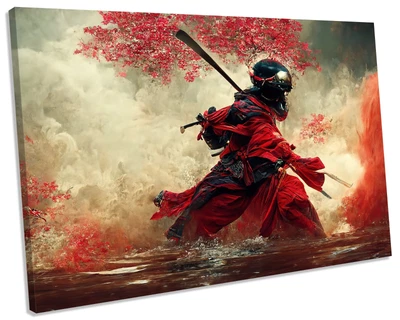 £17.99 • Buy Japanese  Samurai Sakura Canvas Wall Art Picture Print