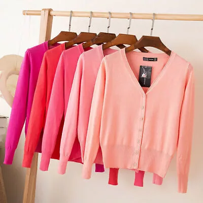 £4.79 • Buy Womens Cardigan Long Sleeve Ladies Knitted Top Cardigans Outwear Size 8-24 UK +