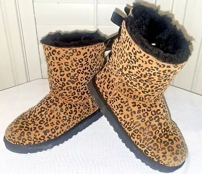 UGG Bailey Bow II Exotic Cheetah Print Boots Youth Size 3 Women's Size 5 EUC!! • $119.99