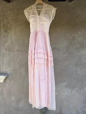 Vintage Handmade Light Pink Peach Women’s Dress Sheer Chiffon Prom Formal Dress • $79.95