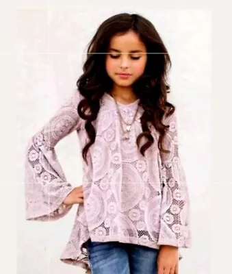 Mia Joy By Joyfolie Elory Hi-Lo Top In Lilac Smoke Sz 7 Bell Sleeves VGUC • $25