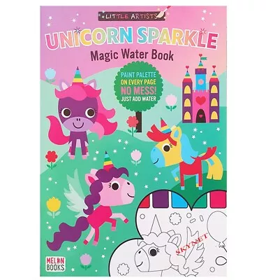 Children's Kids UNICORN SPARKLE Magic Water Painting Colouring Book Activity • £4.49