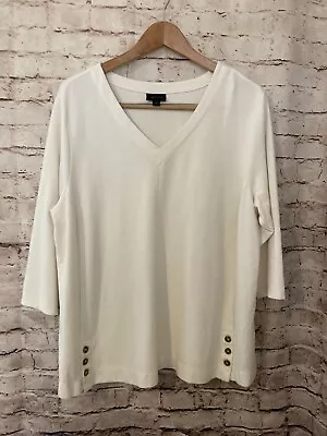 J. Jill Wearever Shirt Womens 2X Cream Long Sleeve Button Detail Ultra Stretch • $23.74