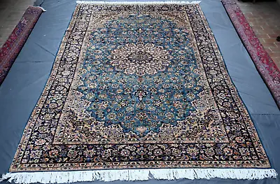 9x12 Vintage Medallion Tribal Handmade Blue Keshan Area Rug SD490 • $1798.80