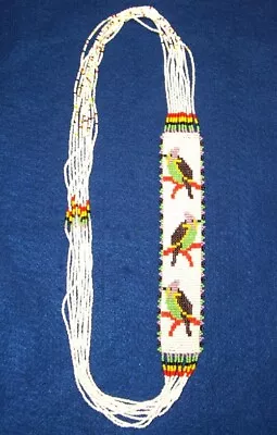 Mesa Style Beaded Necklace W/ Birds Handmade Native Regalia 30  Loop #02 • $25.95