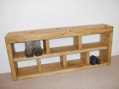 £130 • Buy Shoe Rack, Hall Bench, Storage Seat, Handmade, Solid Chunky Rustic Pine, Wood