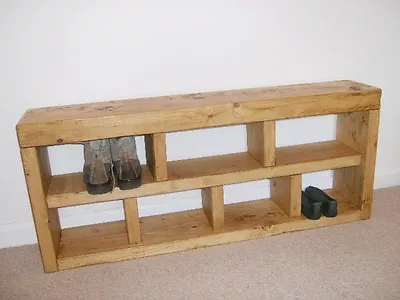 £130 • Buy Shoe Rack, Hall Bench, Storage Seat, Handmade, Solid Chunky Rustic Pine, Wood