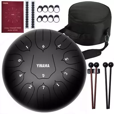 Steel Tongue Drum Percussion Instrument 11 Notes 12 Inches Black • $72.19