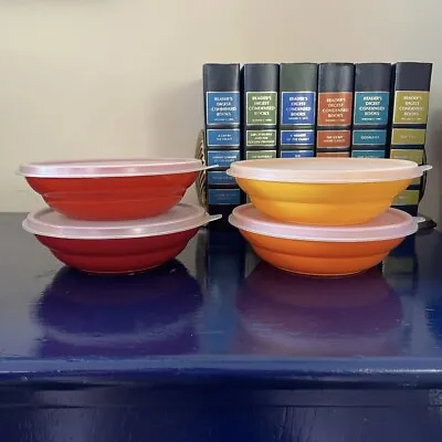 EUC Vintage Tupperware Autumn Harvest Cereal Bowls With Lids #155 • $48