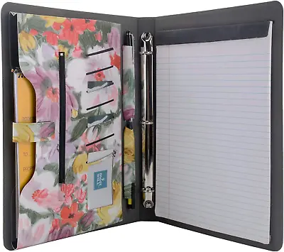 3-Ring Binder Portfolio Case Floral Painting PU Leather Binder Padfolio Busine • $39.59