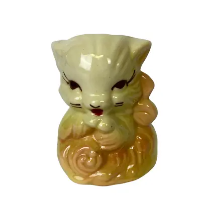 $9.90 • Buy Vintage Cat Planter Vase Pottery Ceramic Cream Rose 4  Tall Beautiful Face/Eyes