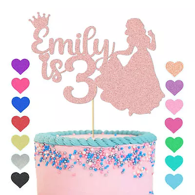 Princess Girl Cake Topper Glitter Party Decoration Personalised Any Name Any Age • £2.83