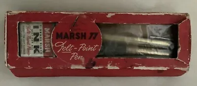 Vintage MIB 1951 Marsh 77 Felt-Point Pen Set W/ Tin Top Ink Can & Extra Pen • $19.99