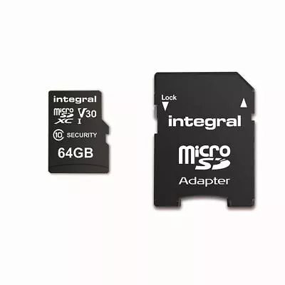 Integral 64 GB Security Camera MicroSD Card For Dash Cams Home Cams CCTV • £22.39