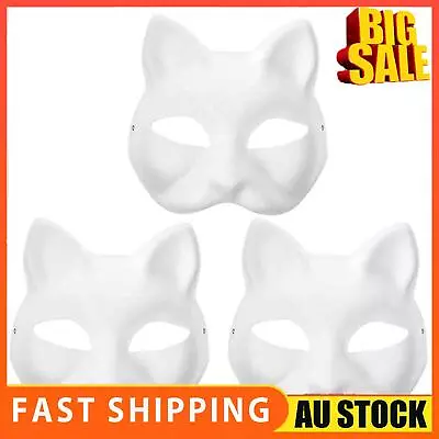 Cat Mask 3 Pcs DIY Paintable Blank Masks White Masquerade Half Face Mask Gift. • $9.99