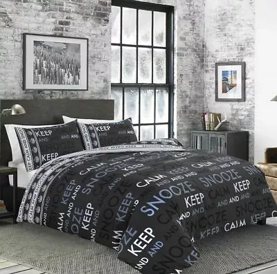 New Keep Clam Print Polycotton Duvet Cover Set Quilt Cover With Pillowcases  • £14.48