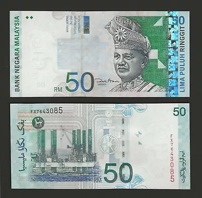 MALAYSIA 50 Ringgit 2001 P-43d Sign: Aziz Final Variety Scarce Now UNC Grade • $26