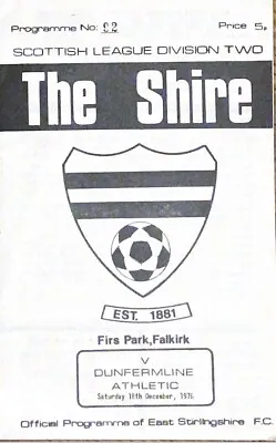 East Stirlingshire V Dunfermline Ath - Scottish Division 2 - 18th December 1976 • £3