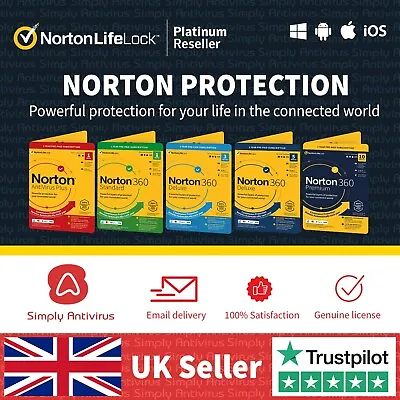 Norton Antivirus 360 Standard 1 Deluxe 3 5 Premium 10 Devices - 5 Minute EMAIL • £14.99