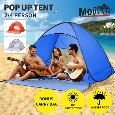$33.99 • Buy Mountview Pop Up Beach Tent Camping Portable Hiking Tents 2/4 Person Shelter