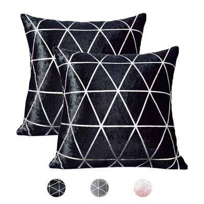 £5.99 • Buy Set Of 2 Cushion Cover Crushed Velvet Metallic Sparkle Geometric Designs Decor