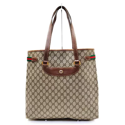 Vintage Gucci Tote Bag Sherry Line Brown PVC 3547212 • $3.25