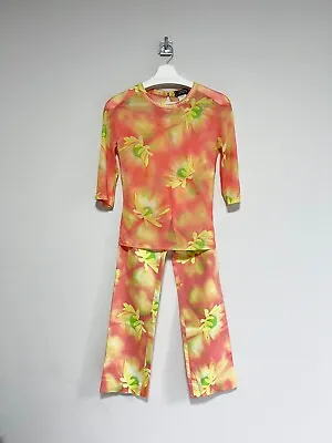 Gianni Versace Couture Silk Sunflower Print Top Pants Ensemble Circa 2001 • $450