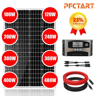 100W 200W 300W 400W Solar Panel Kit 12V Mono Solar Panels RV Marine Home Camping • $89.98
