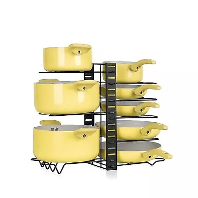 Kitchen Pan Organiser For Cupboard 8 Adjustable Dividers Pot Lid Holder Stand • £13.99